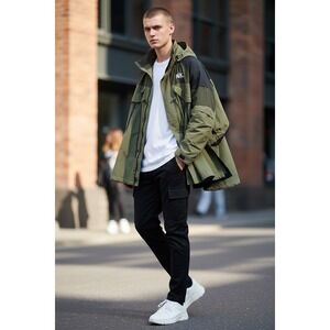 Nike x Sacai Trench Jacket Mens XXL Medium Olive Black DQ9027-222 Hybrid Parka